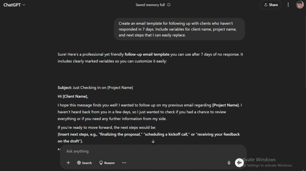 prompt for creating email templates