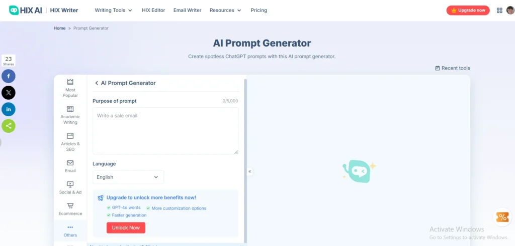prompt generator hix ai