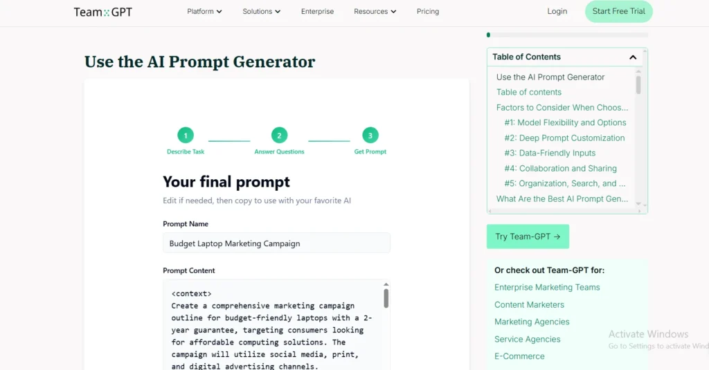 team gpt ai prompt generator